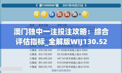 澳门独中一注投注攻略：综合评估指标_全解版WIJ130.52