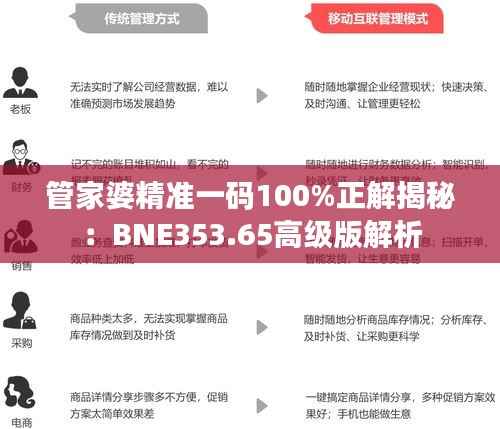 管家婆精准一码100%正解揭秘:BNE353.65高级版解析