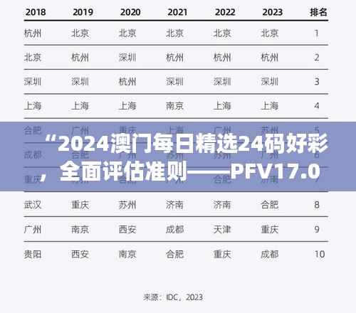 “2024澳门每日精选24码好彩，全面评估准则——PFV17.02终极版”