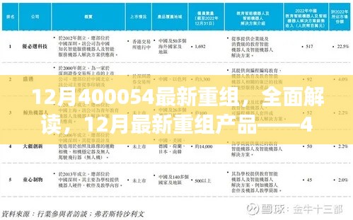 12月最新重组产品400054全面解读与评测介绍