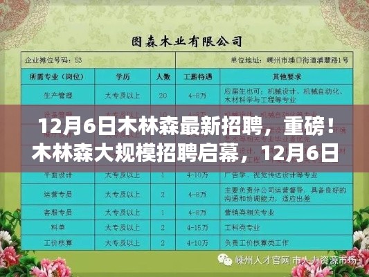 重磅！木林森大规模招聘启幕，最新职位等你来抢，12月6日招聘日不容错过！