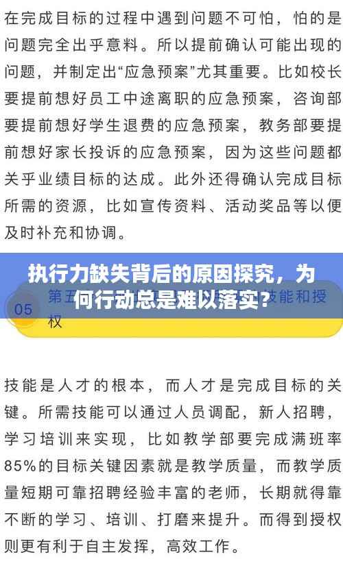 执行力缺失背后的原因探究,为何行动总是难以落实?