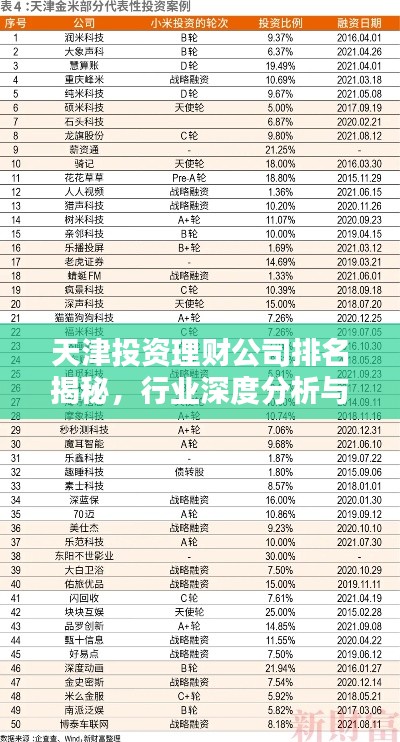天津投资理财公司排名揭秘,行业深度分析与投资建议